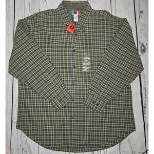 Arizona Jeans Men's Green Plaid LS Shirt Classic-Fit Size Large VTG 90'S NWT